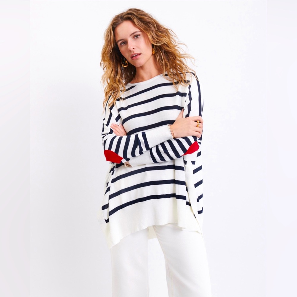 MERSEA Amour Sweater Navy Stripe Heart OS